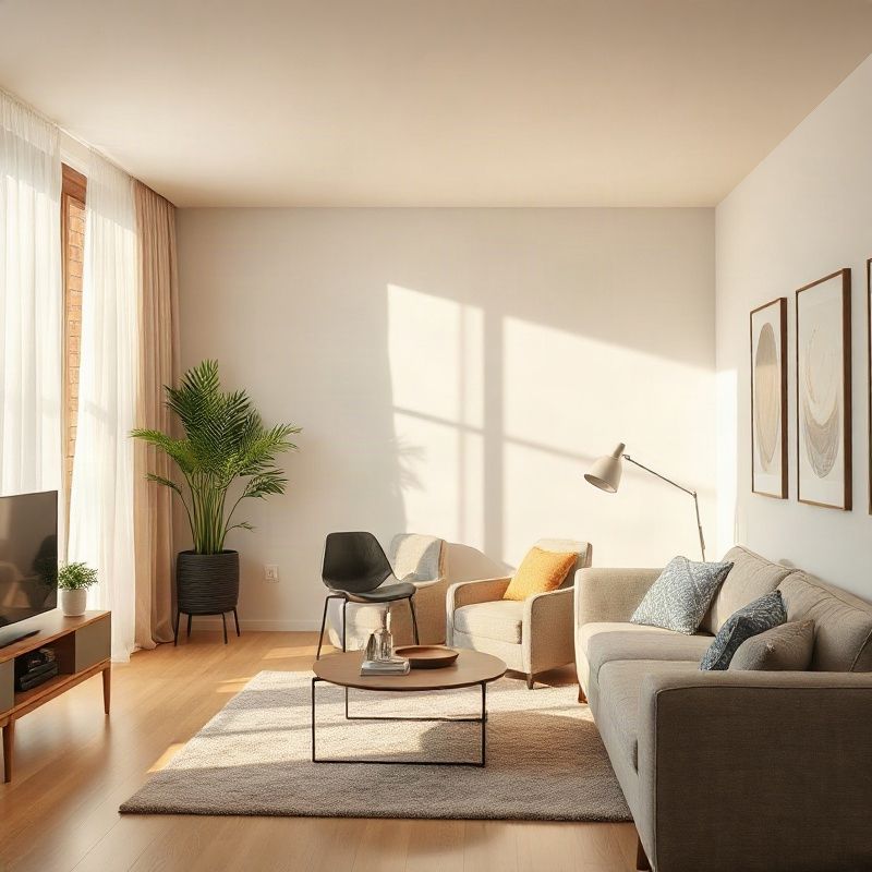 Agent showing a couple the bright living room of an apartment in Curitiba